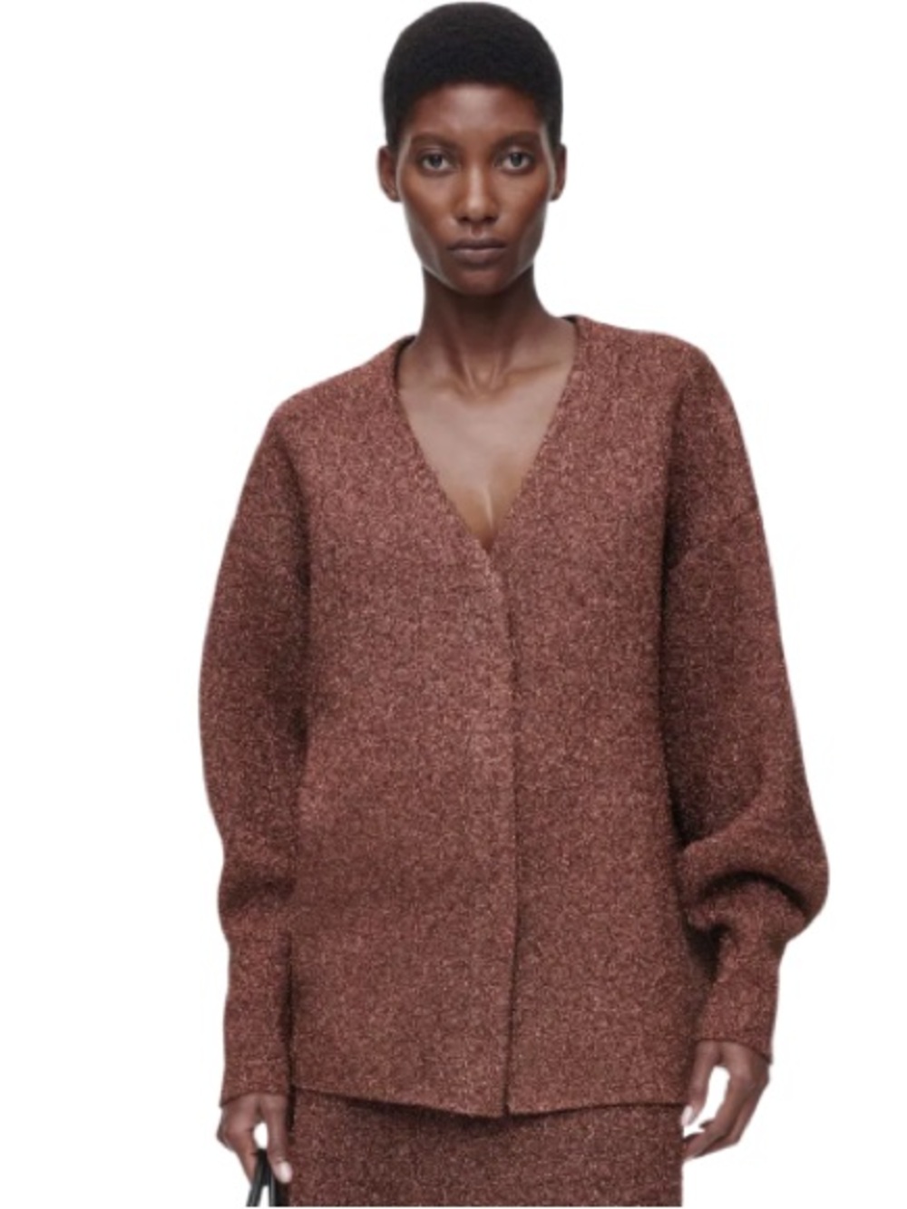 COS Brown Sparkly Merino Wool Cardigan
